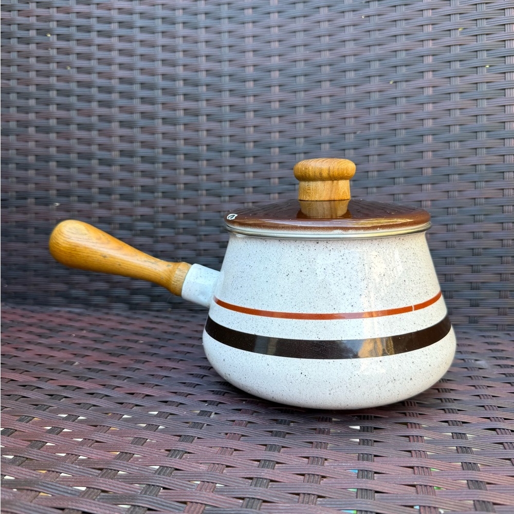 Source Unknown Ceramic Saucepan with Wooden Handle